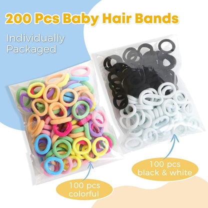 200er Set Bunte Haargummis ohne Metallstücke