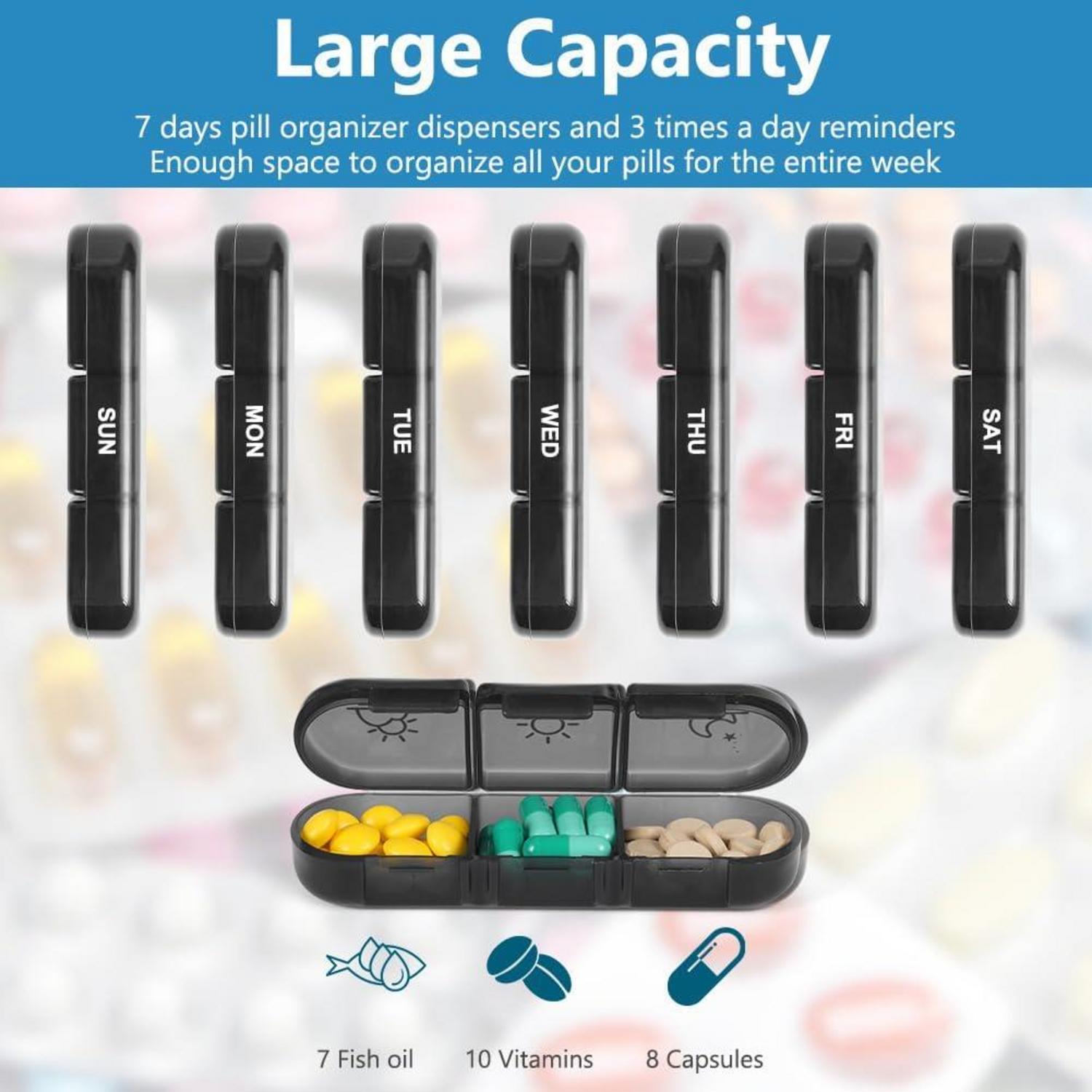 Tablettenbox 7 Tage 3 Fächer Medikamentenbox BPA Frei handlich feuchtigkeitsbeständig