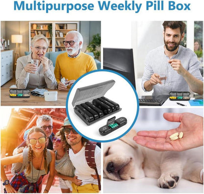 Tablettenbox 7 Tage, 3 Fächer, Medikamentenbox BPA frei, handlich