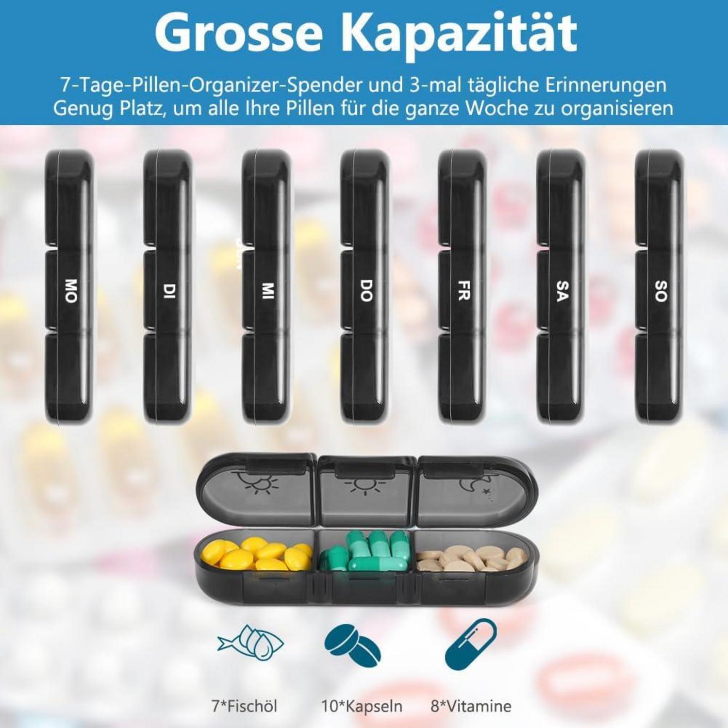 ACWOO Tablettenbox 7 Tage 3 Fächer Morgens Abends, Pillendose BPA Frei