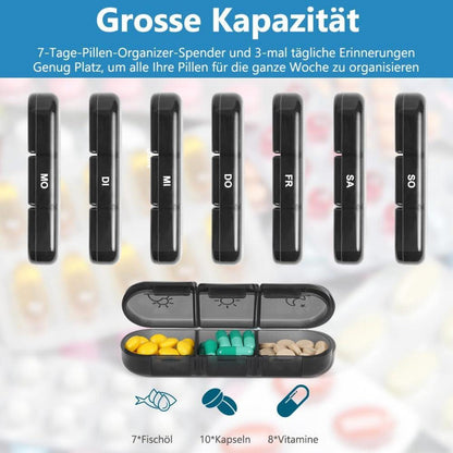 ACWOO Tablettenbox 7 Tage 3 Fächer Morgens Abends, Pillendose BPA Frei
