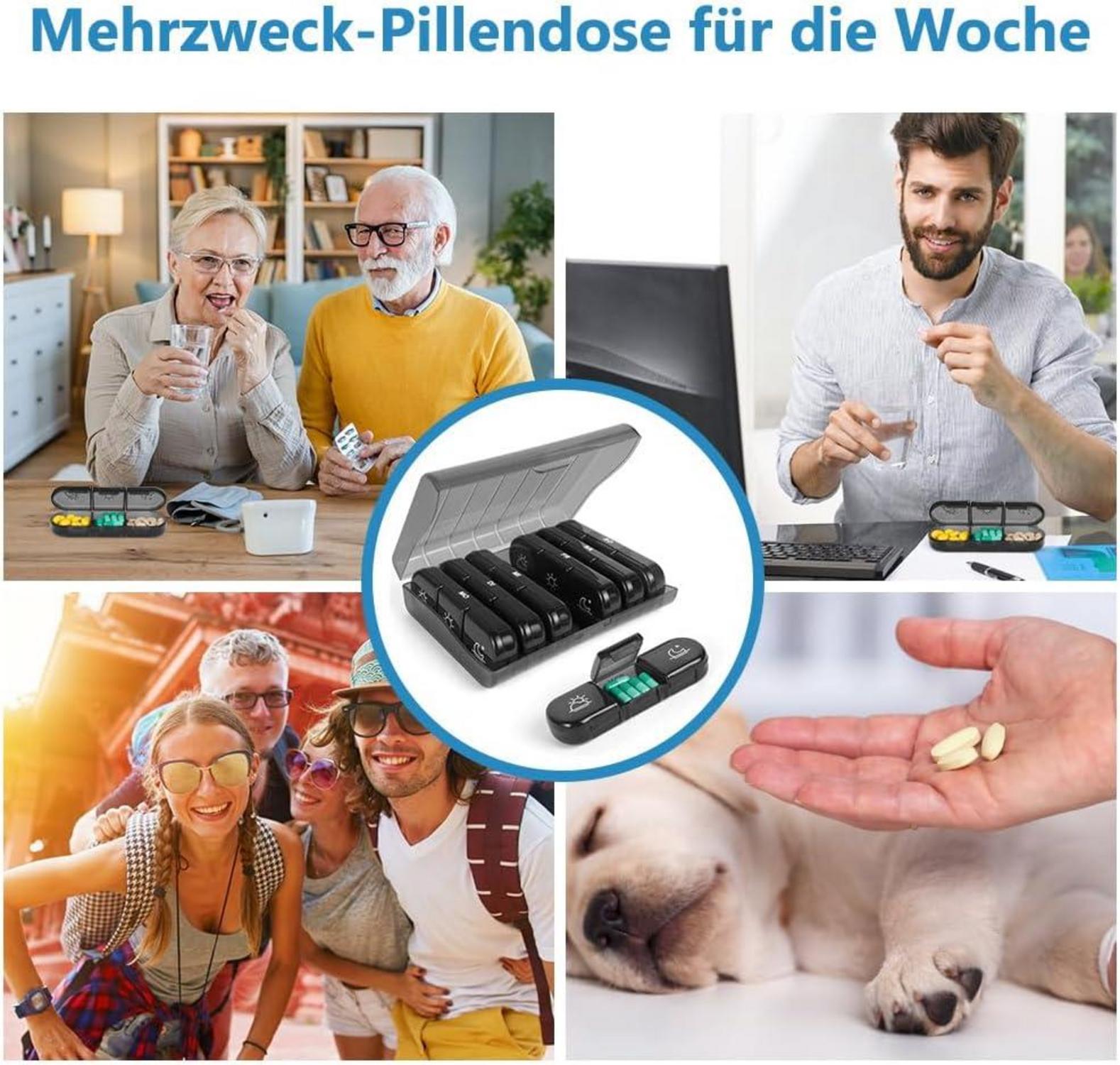 ACWOO 7 Tage Tablettenbox 3 Fächer Medikamentenbox BPA-frei