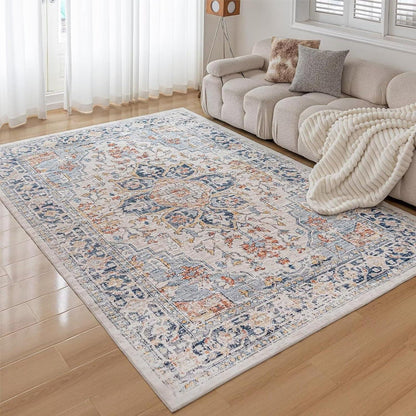 Waschbarer Teppich Vintage 120x170CM Groß Weich Rutschfest Mehrfarbig