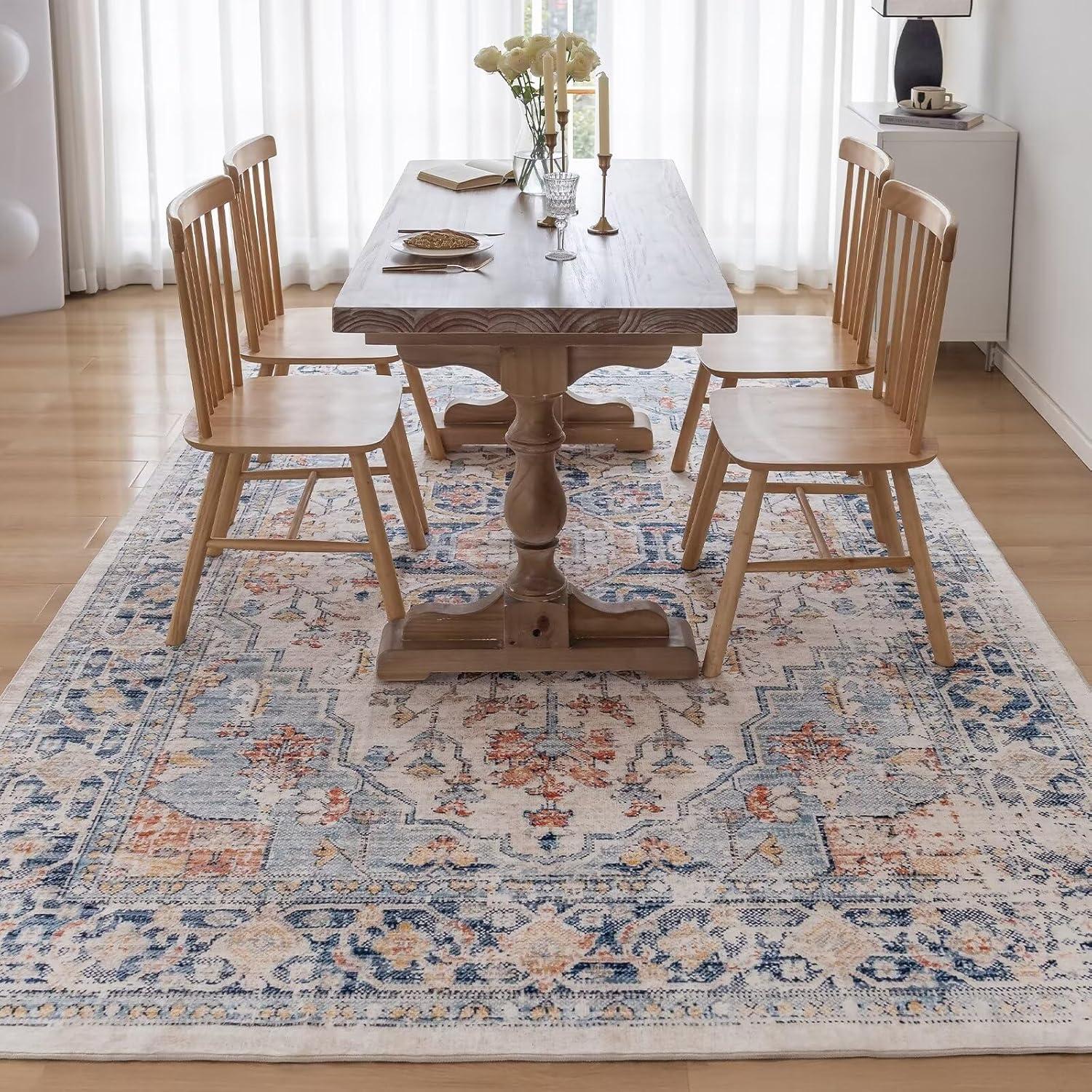 CHOSHOME Waschbarer Teppich Vintage 80x150CM Schlafzimmer Wohnzimmer