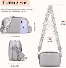 WACCET Umhängetasche Damen PU Leder Crossbody Bag mit