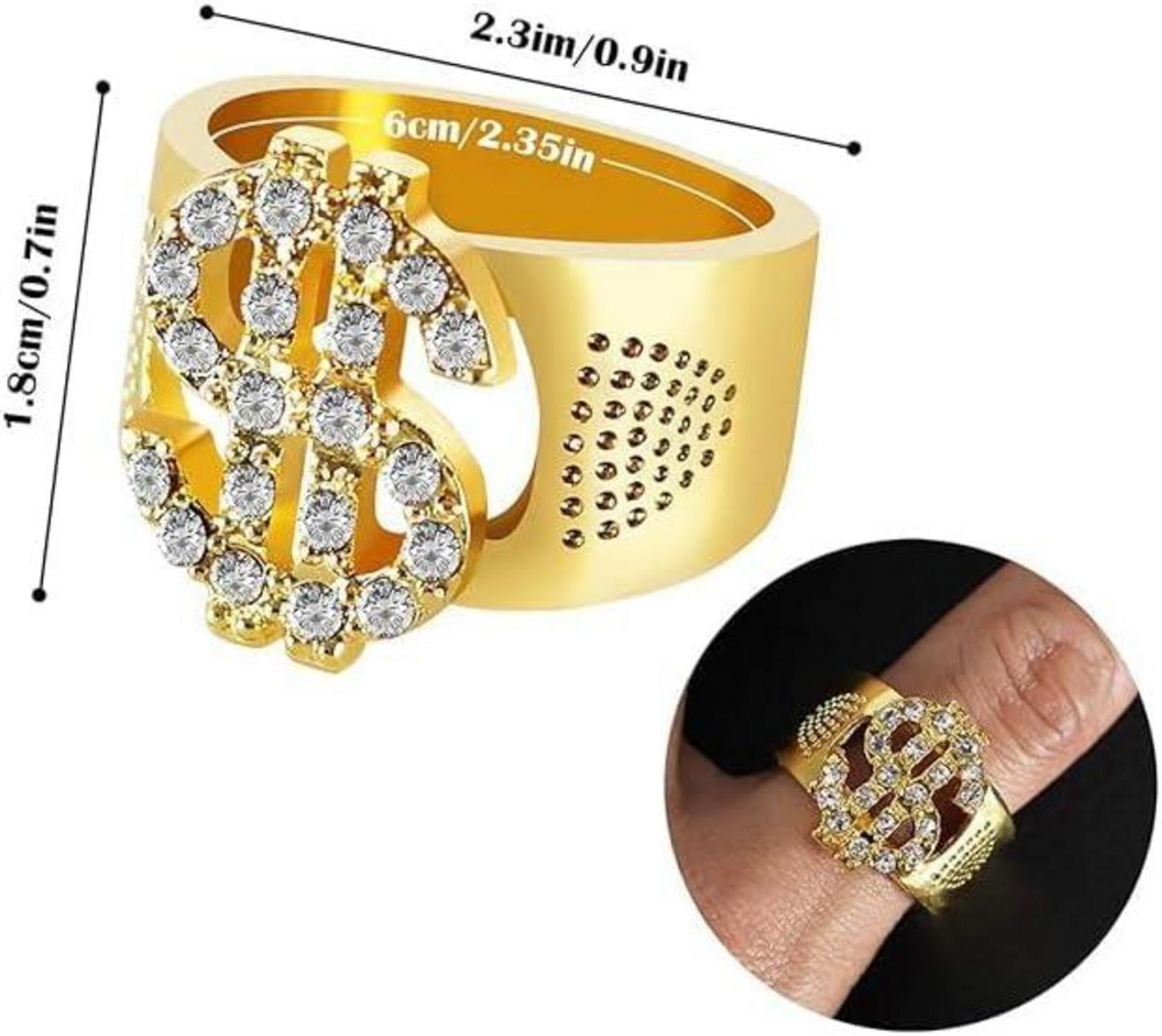 5-teiliges Hip Hop Kostümset Goldene Dollar Kette Brille Karneval Fasching