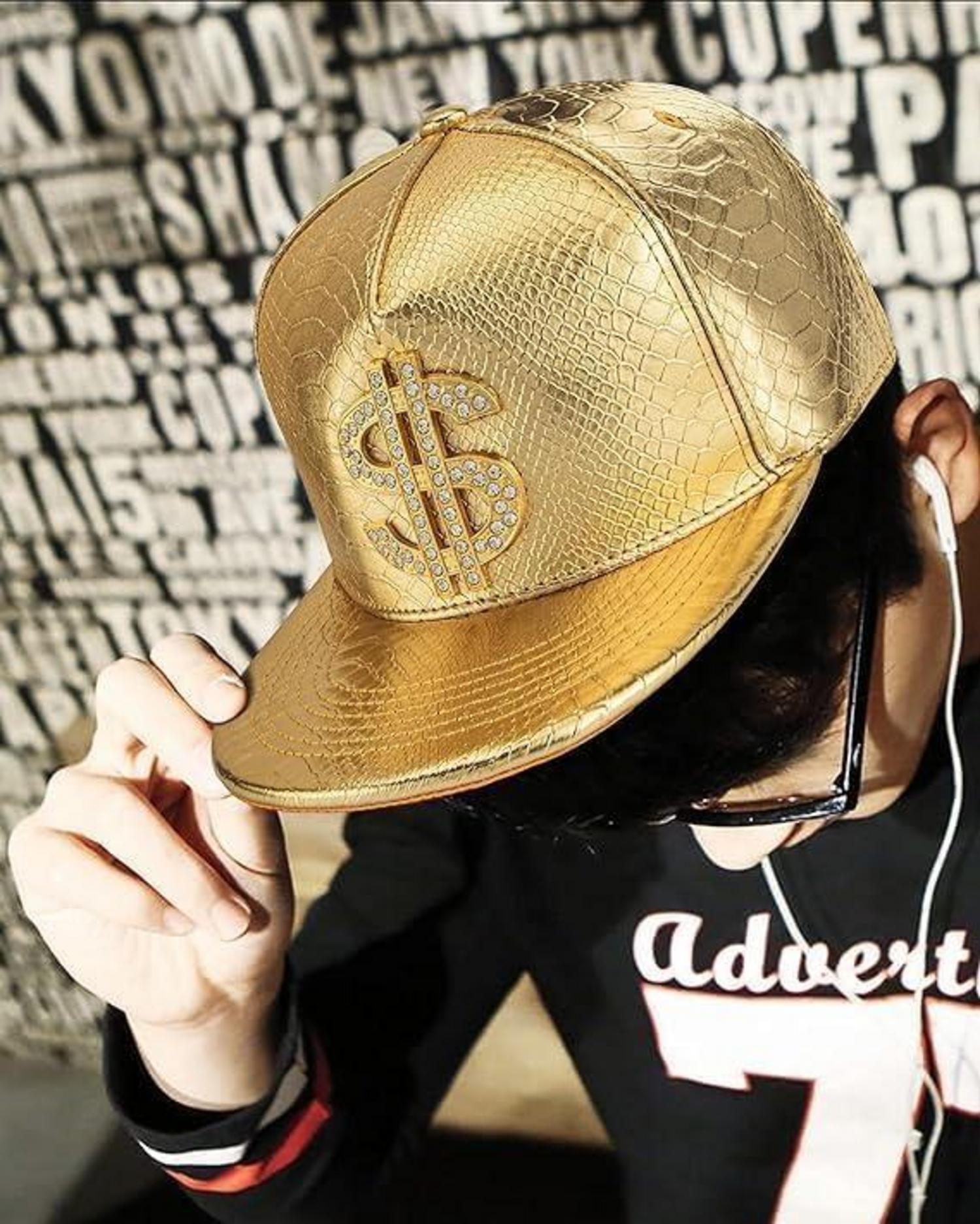 5-teiliges Hip Hop Rapper Kostümset Golden Karneval Zubehör 80er 90er