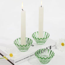 Kerzenhalter Glas 3er Set Stabkerzenhalter Grün Tischdeko