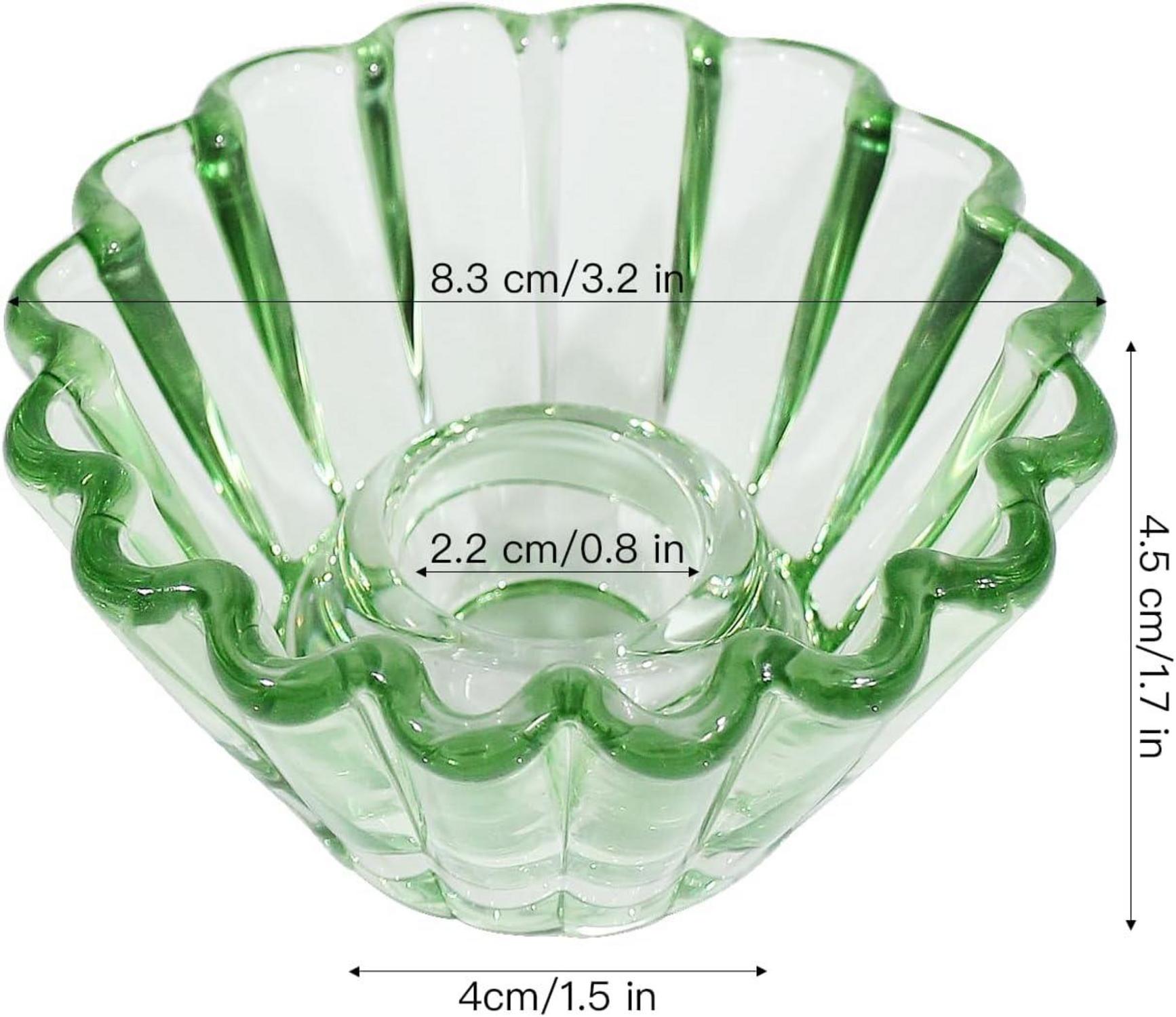 Kerzenhalter 3er Set Glas Grün Stabkerzenständer Tischdeko