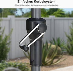 Sonnenschirm 250x250 cm Alu knickbar Gartenschirm Kurbel UV-beständig