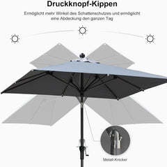 Sonnenschirm Alu Balkonschirm 250x250cm knickbar Kurbel UV-beständig Garten Terrasse anthrazitgrau