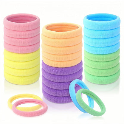 30 Haargummis Damen 4cm Baumwolle Bunt Ohne Metall Weich Elastisch