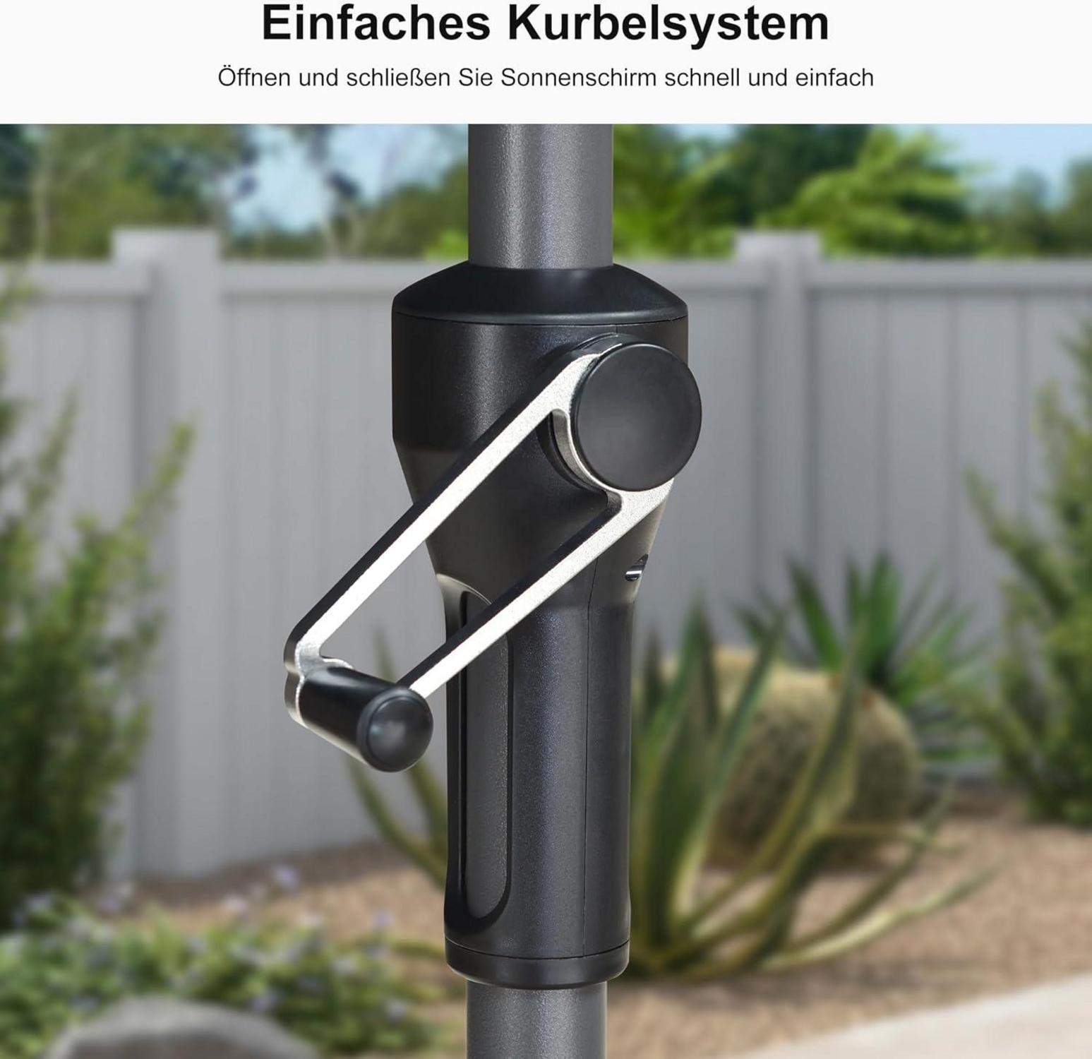 Sonnenschirm 180x180 cm Knickbar Kurbel Gartenschirm Alu Beige