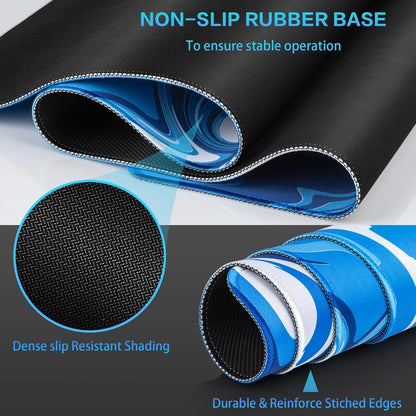 XXL Gaming Mauspad 900x500mm Blau-Weiß Fluid Art Waterproof Anti-Rutsch PC Laptop