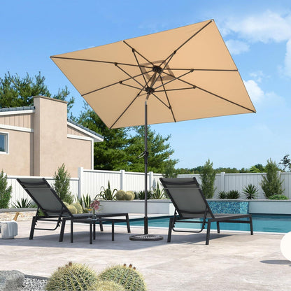 Aluminium Sonnenschirm 270 x 180 cm mit Kurbel und Neigbar, Beige