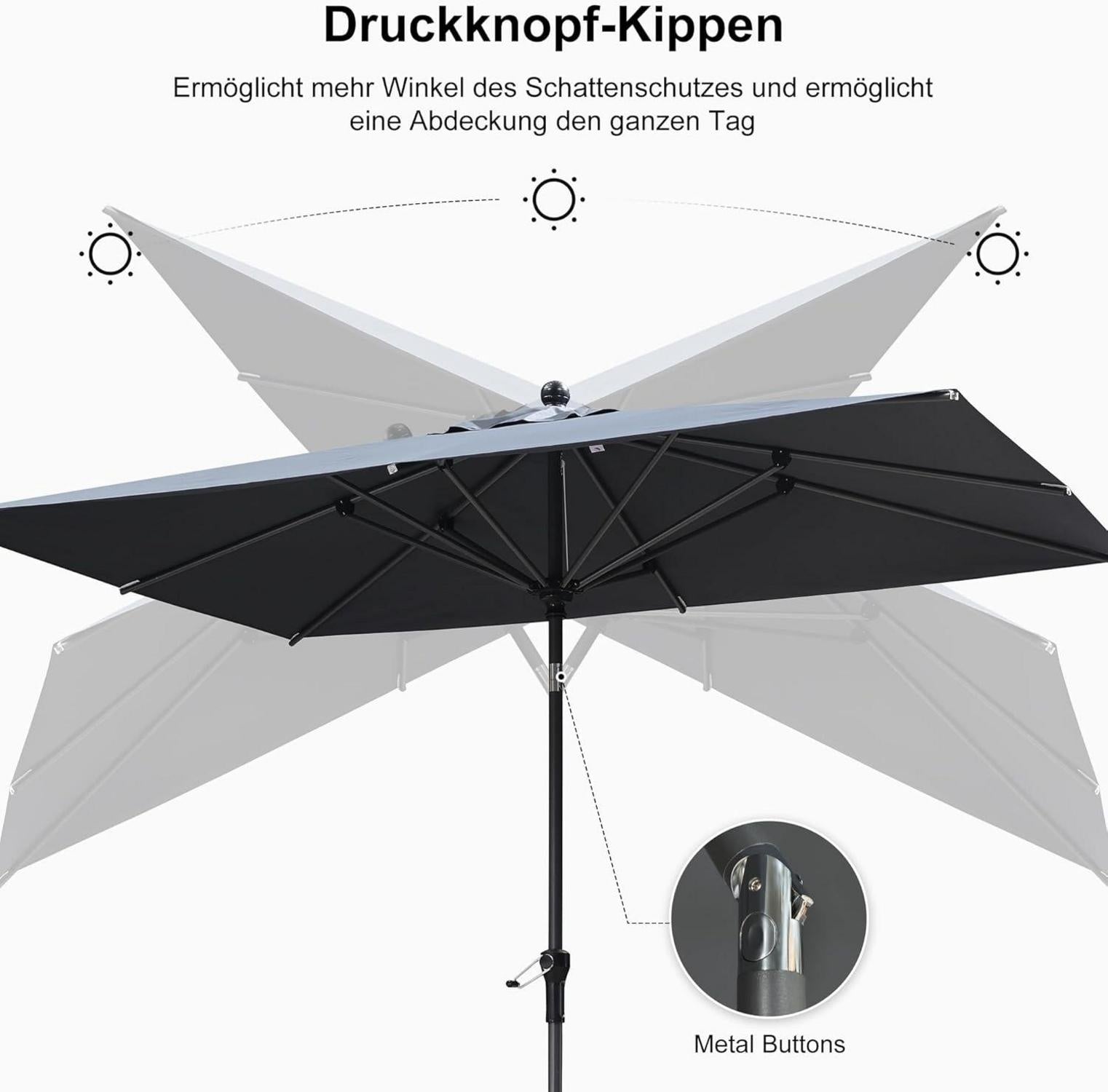 Sonnenschirm 180x120 cm Balkonschirm Kurbel neigbar UV-Schutz