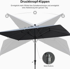 Sonnenschirm 180x120 cm Balkonschirm Kurbel neigbar UV-Schutz