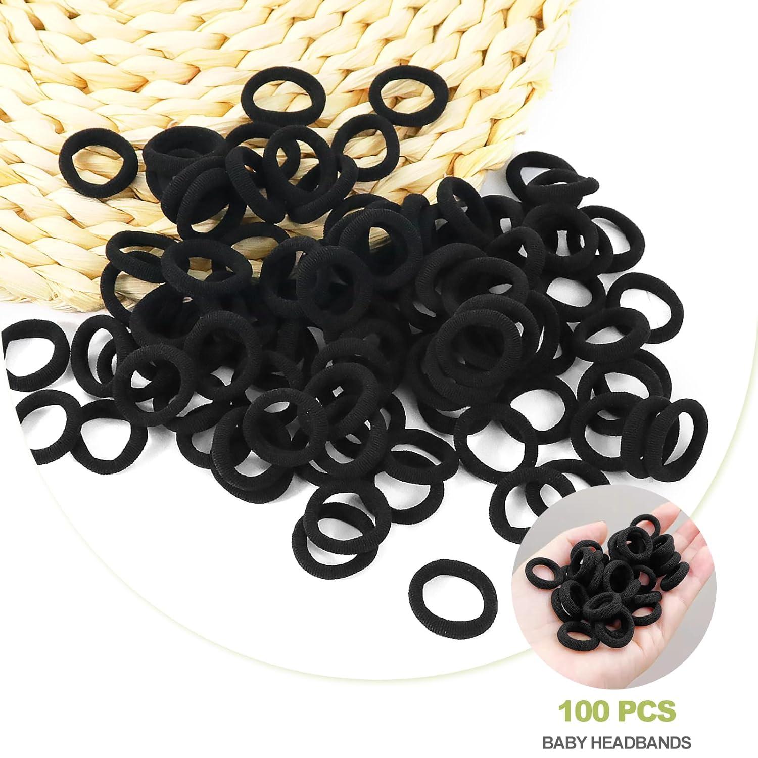 100 Stück Haargummis Schwarz für Mädchen & Kinder, Mini Zopfgummi Set