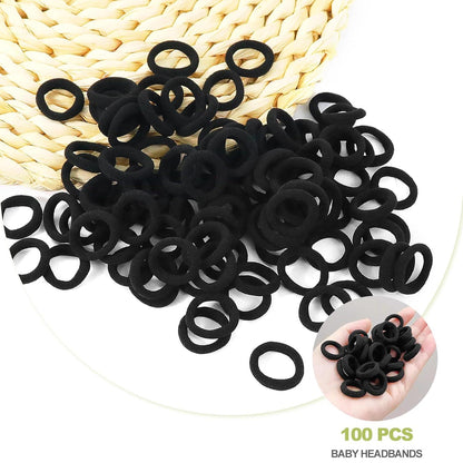 100 Stück Haargummis Schwarz für Mädchen & Kinder, Mini Zopfgummi Set