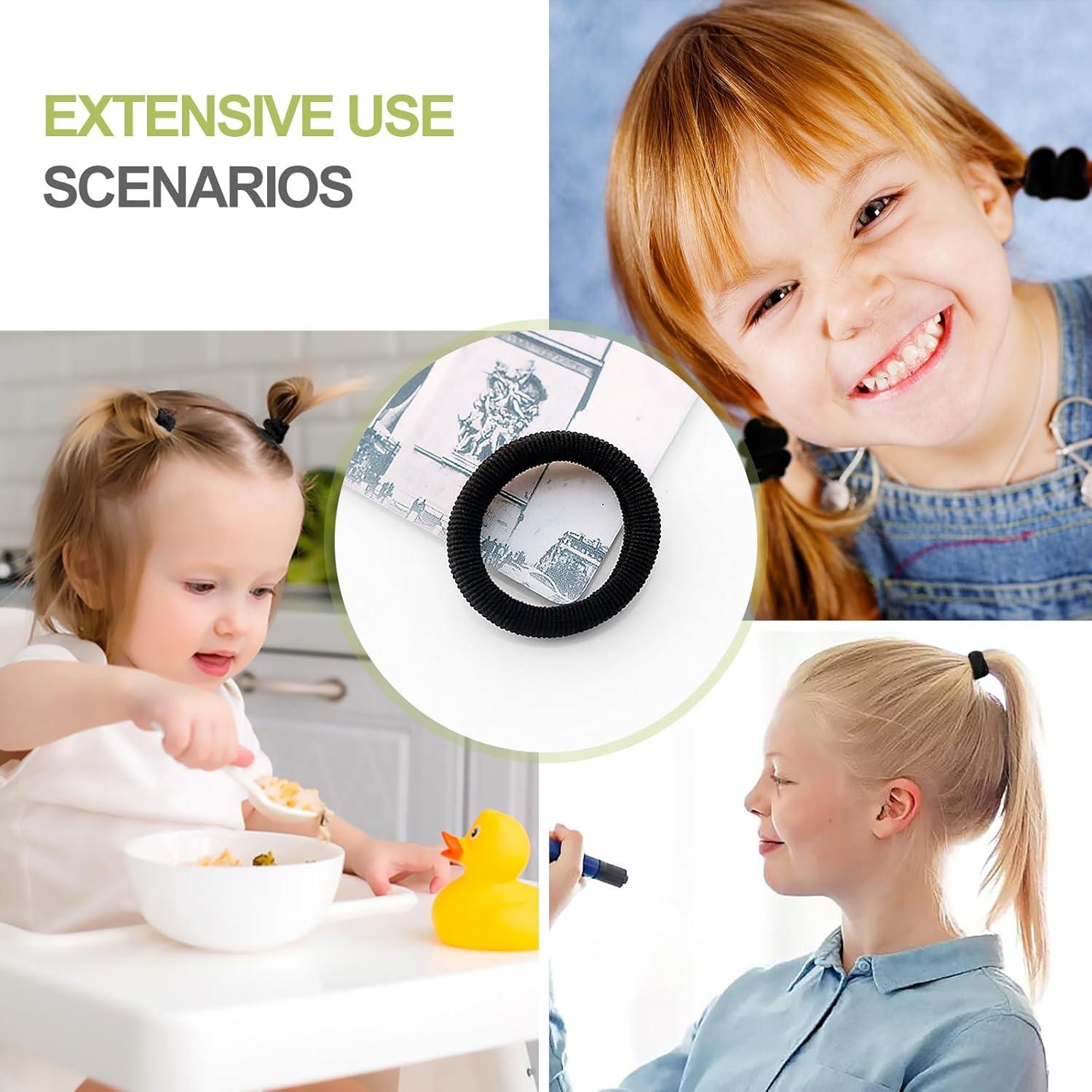 100 Stück Mini Baby Mädchen Haargummis Schwarz Zopfgummi Set