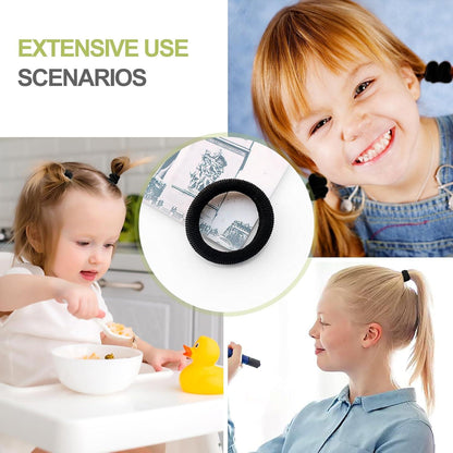 100 Stück Mini Baby Mädchen Haargummis Schwarz Zopfgummi Set