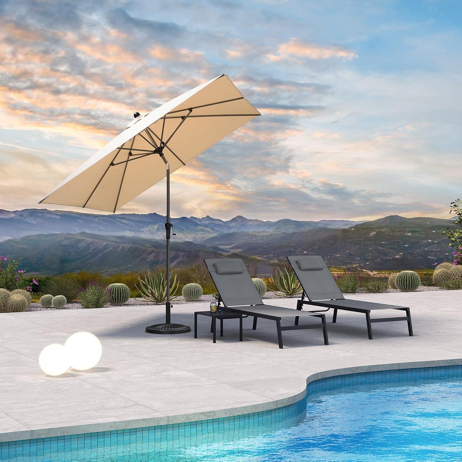 Sonnenschirm 250x250 cm Alu knickbar Kurbel Beige UV-beständig