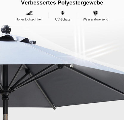 Sonnenschirm 245 cm Knickbar Aluminium Gestell Hellgrau UV-Schutz