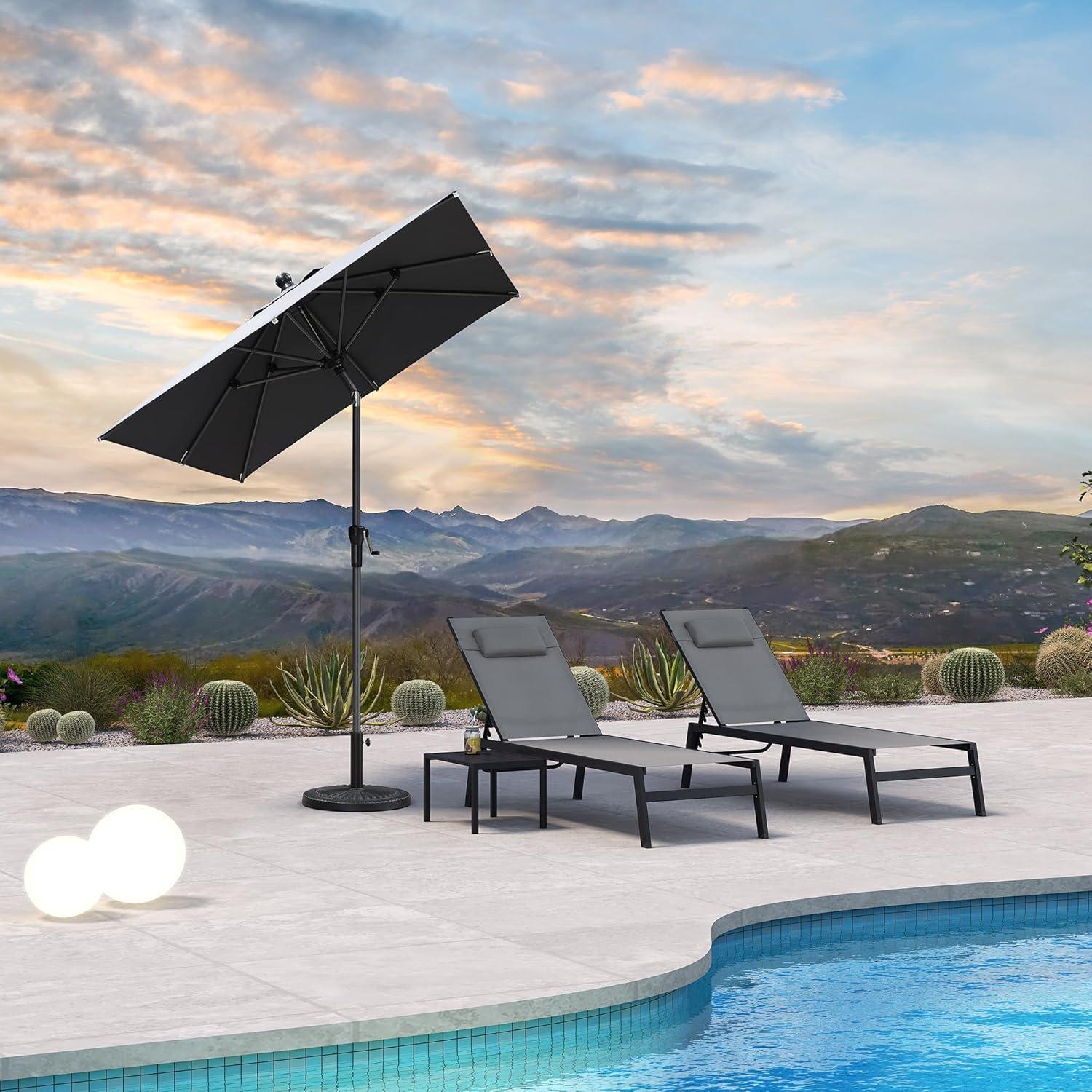 Sonnenschirm 180x180cm Knickbar Gartenschirm Kurbel Alu Grau
