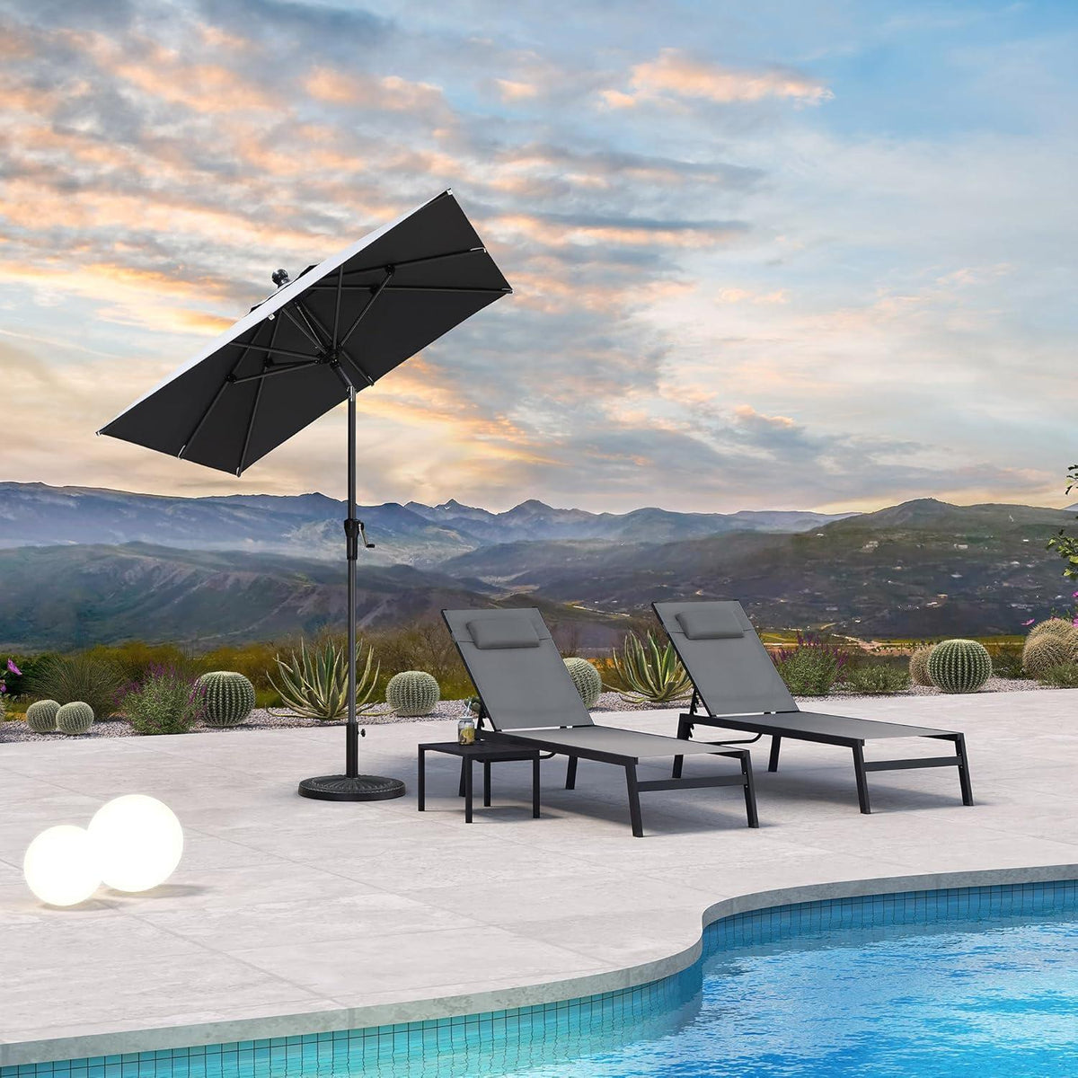 Sonnenschirm 180x180cm Knickbar Gartenschirm Kurbel Alu Grau