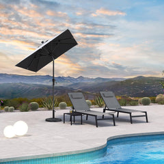 Sonnenschirm 180x180cm Knickbar Gartenschirm Kurbel Alu Grau