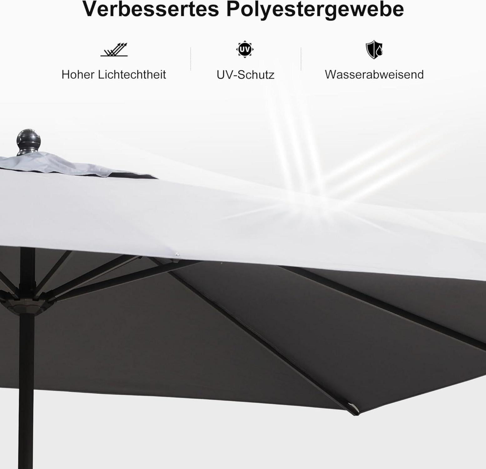 Großer Rechteckiger Sonnenschirm UV-beständig und wasserabweisend
