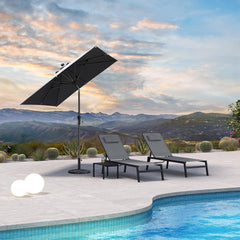 Sonnenschirm 200x200 cm Alu knickbar mit Kurbel Grau UV-beständig
