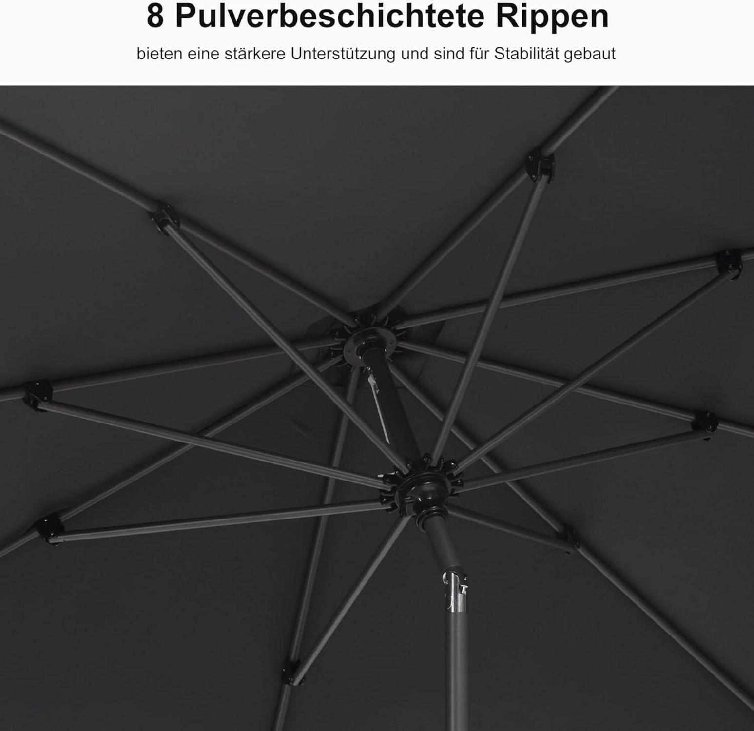 Sonnenschirm 200x200cm Alu Terrasse knickbar Grau UV-beständig