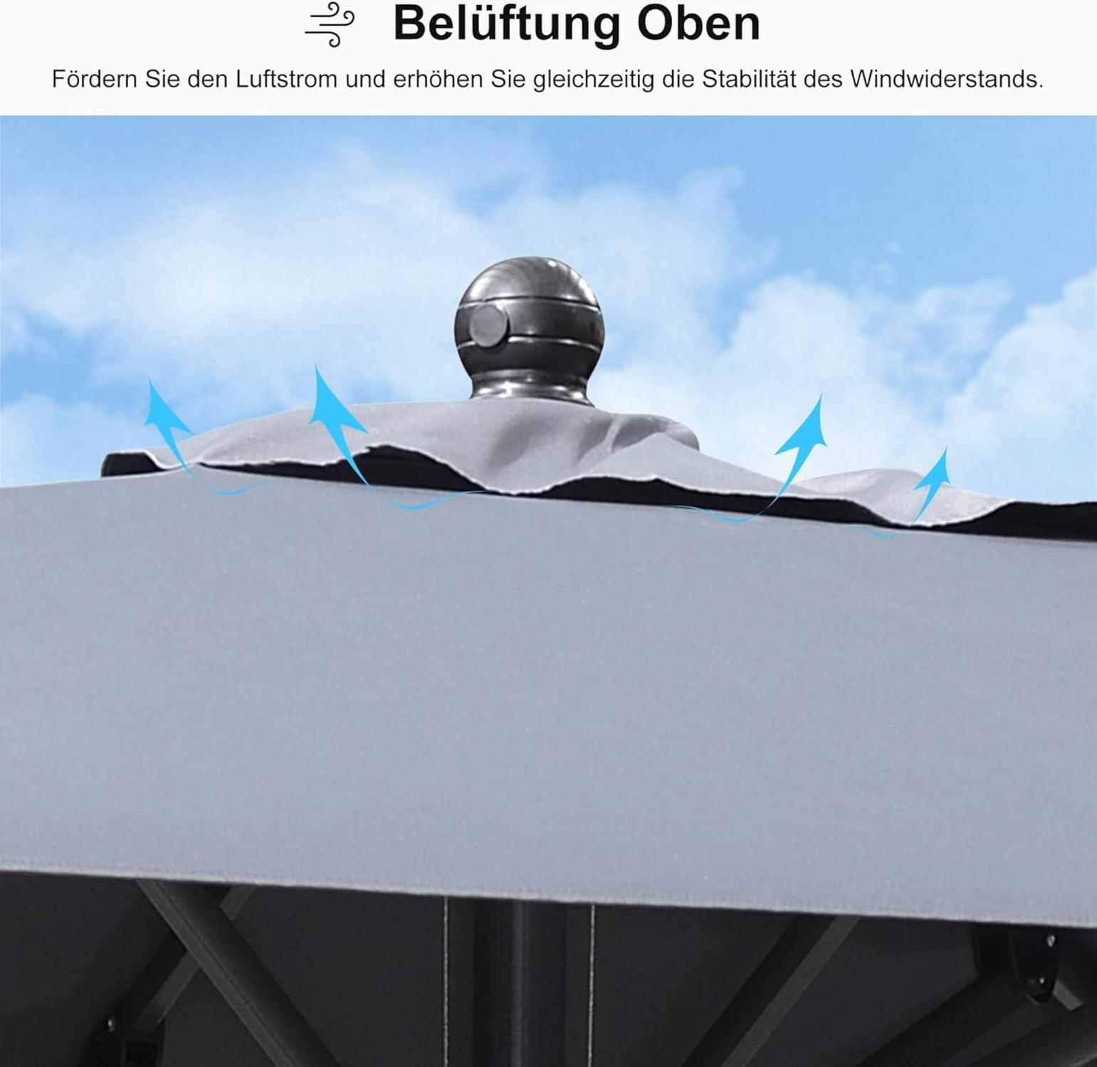 PURPLE LEAF Sonnenschirm 200x200 cm Grau Aluminium UV-beständig