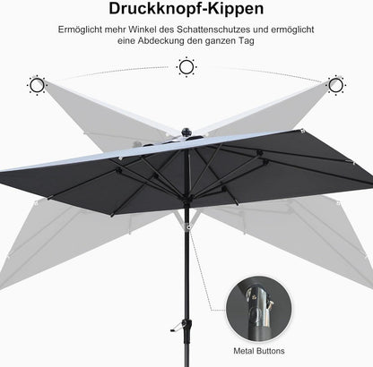 Sonnenschirm mit Kurbel 180x120 cm UV-Schutz Aluminiumgestell