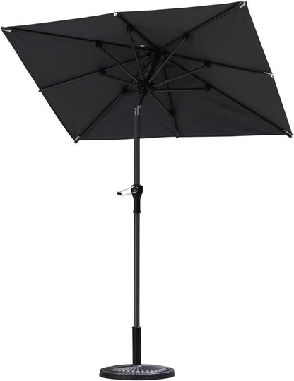 Rechteckiger Sonnenschirm 180x120 cm Kurbel neigbar UV-Schutz Aluminium Hellgrau