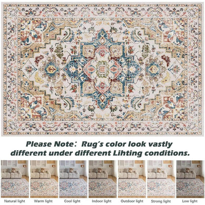 Waschbarer Vintage Teppich 80x150cm – Kurzflor Wohnzimmer Teppich