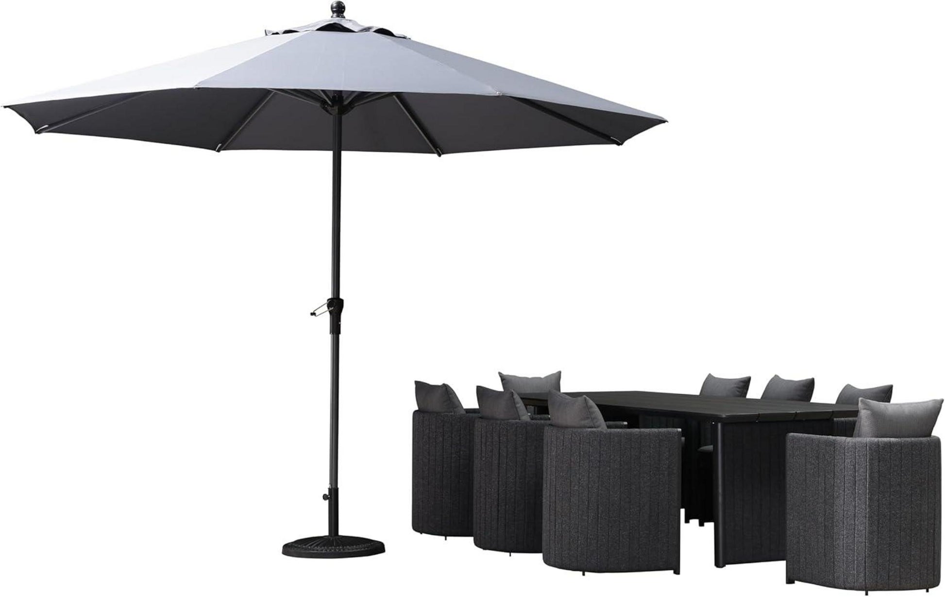 Sonnenschirm 350 cm, Aluminium Balkonschirm mit Kurbel, Gartenschirm