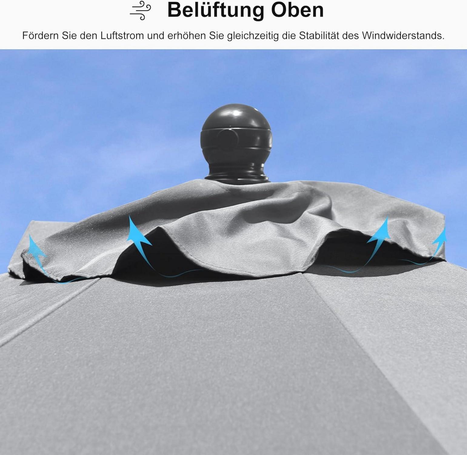 Sonnenschirm 350 cm Aluminium Balkonschirm Kurbel Gartenschirm