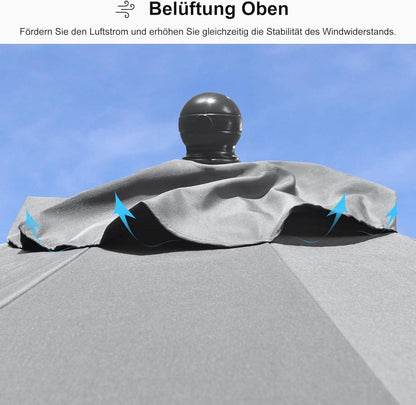 Sonnenschirm 350 cm Aluminium Balkonschirm Kurbel Gartenschirm