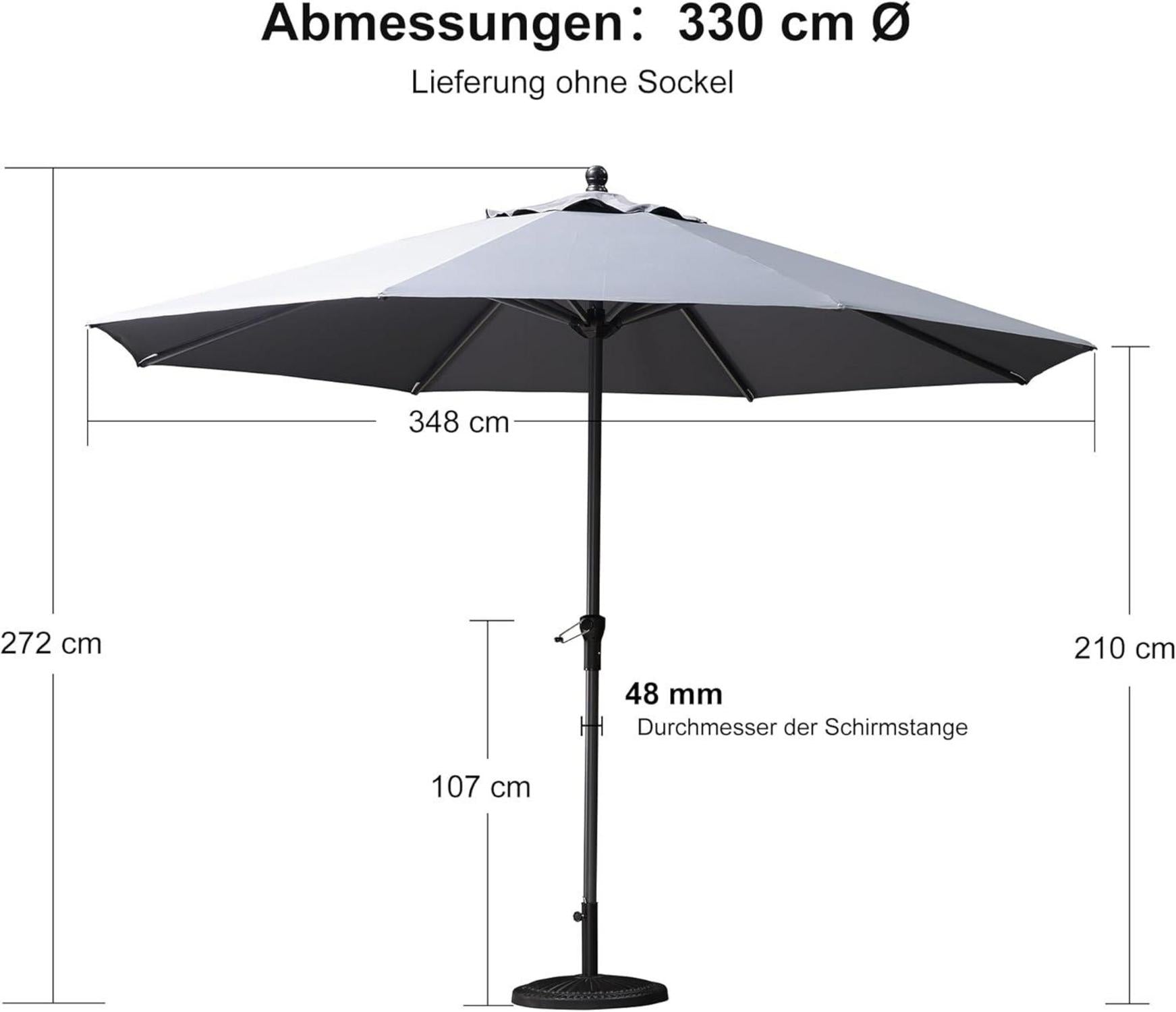 Sonnenschirm 350cm Aluminium Kurbel Gartenschirm Balkon UV wasserabweisend