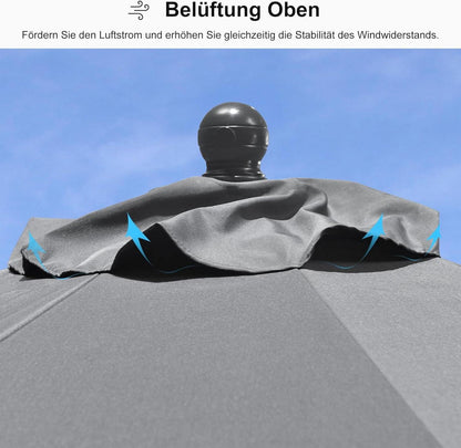 Sonnenschirm 245 cm Rund Knickbar Balkonschirm Kurbel Aluminium Anthrazit