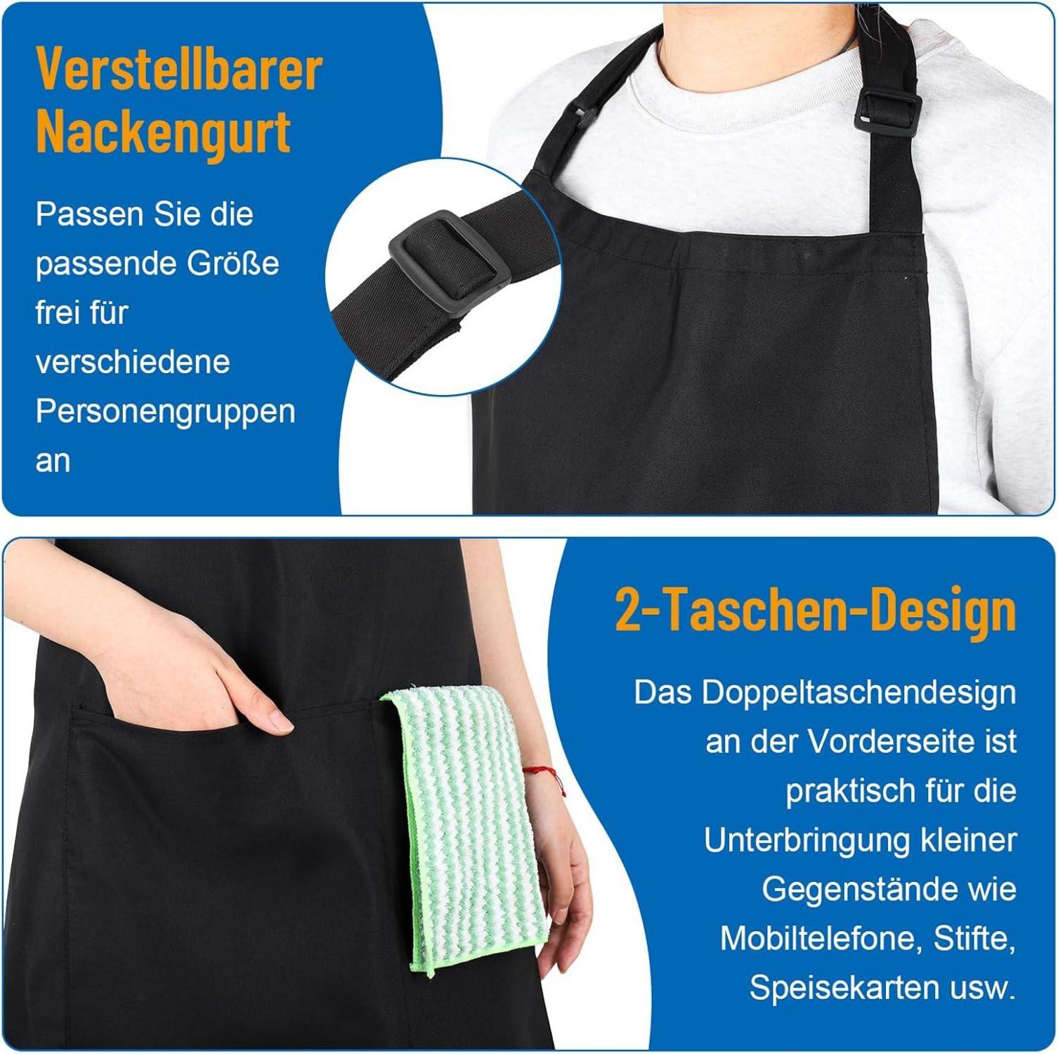 Lustige Schwarze Wasserdichte Schürze mit Taschen 99,1x99,1cm