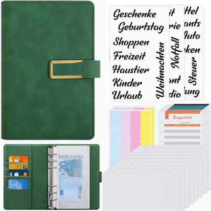 Budget Planner A6 Leder Geld Organizer mit Geldfächer und Etiketten