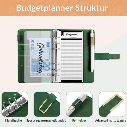 Budget Planner Deutsch A6 PU Leder Geld Organizer mit