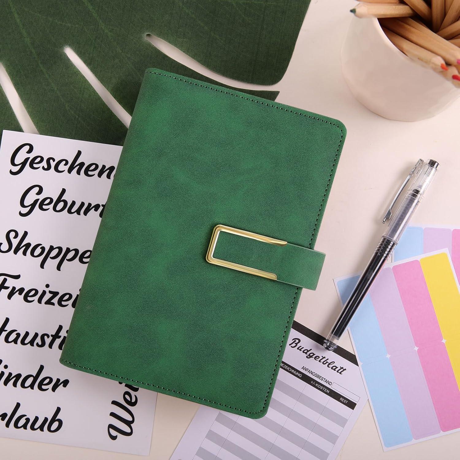 KONVINIT Budget Planner A6 PU Leder – Geld Organizer mit Geldfächern