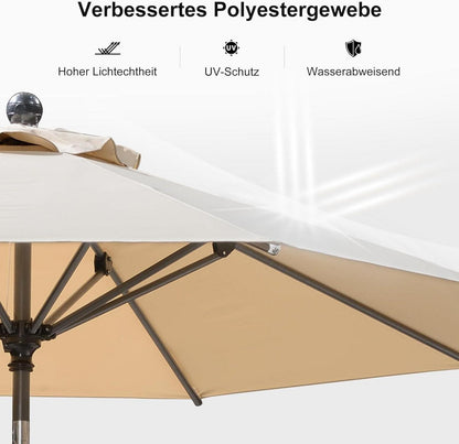 Sonnenschirm Knickbar 245 cm mit Kurbel Aluminiumgestell Beige