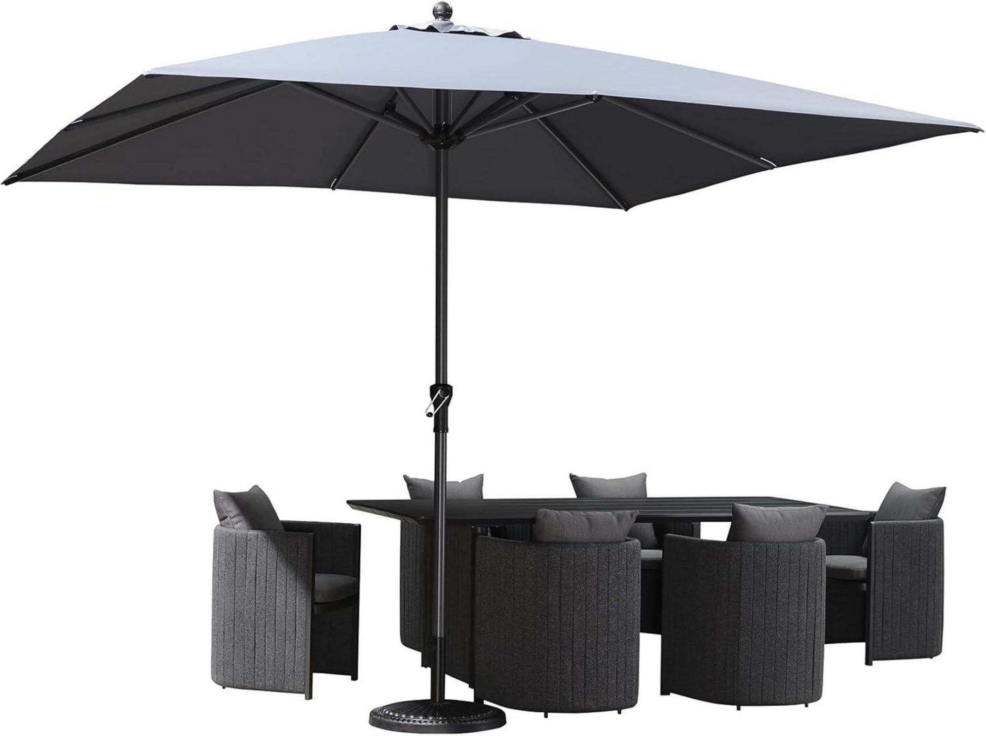 Aluminium Sonnenschirm 300x300cm mit Kurbel, Balkonschirm für