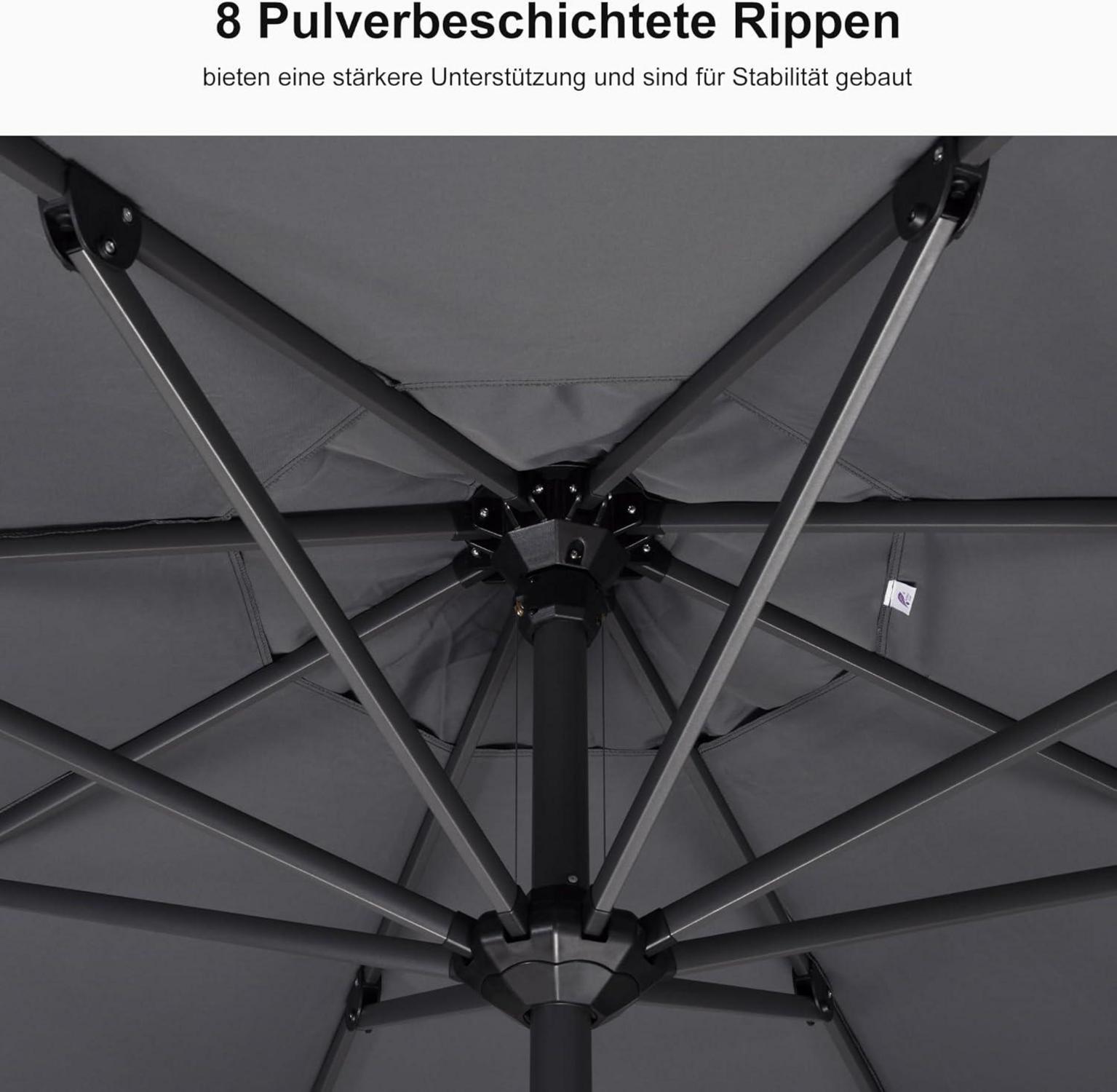 Balkonschirm Aluminium Sonnenschirm UV-beständig 300x300cm Hellgrau