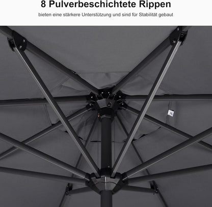 Balkonschirm Aluminium Sonnenschirm UV-beständig 300x300cm Hellgrau